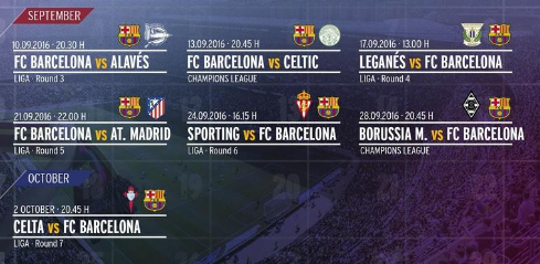 barcelona schedule